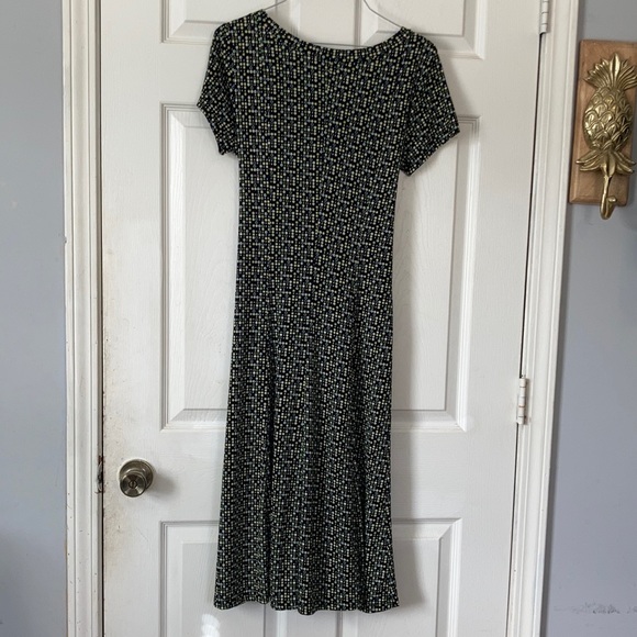 Kupcake green black boat neck short sleeve midi maxi tie front shortsleeve dress - Picture 3 of 17